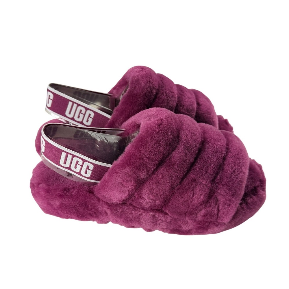 UGG Fluff Yeah Slide Bougainvillea Purple‎ Sheepskin Sandals 1095119 Womens 9
